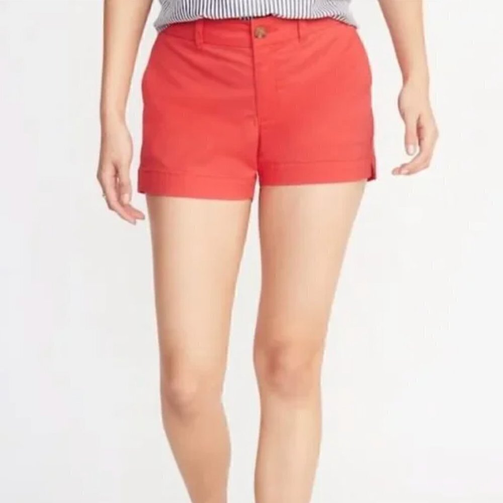 Old Navy Women's Size 0 Everyday Twill Shorts Coral Tropic Pink Orange Chino
